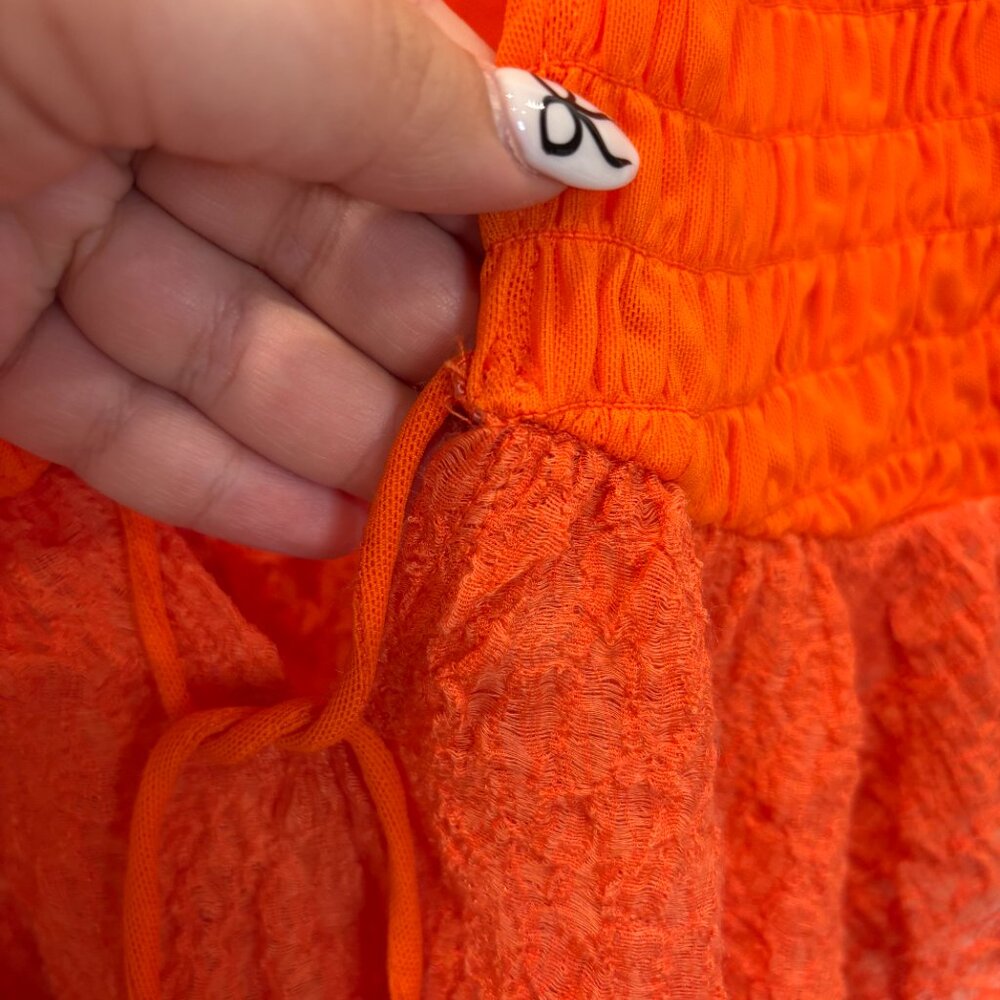 Urban Outfitters Orange Textured Babydoll Tie-Front Top - Picture 5 of 8